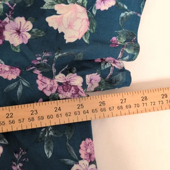 Torrid Teal Floral Peasant‎ Blouse, Plus Size 3X - Picture 7 of 7